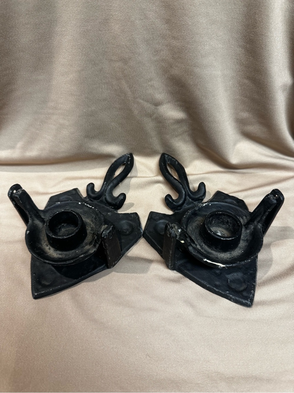 Black Decorative Metal Candle Holders - Pair
